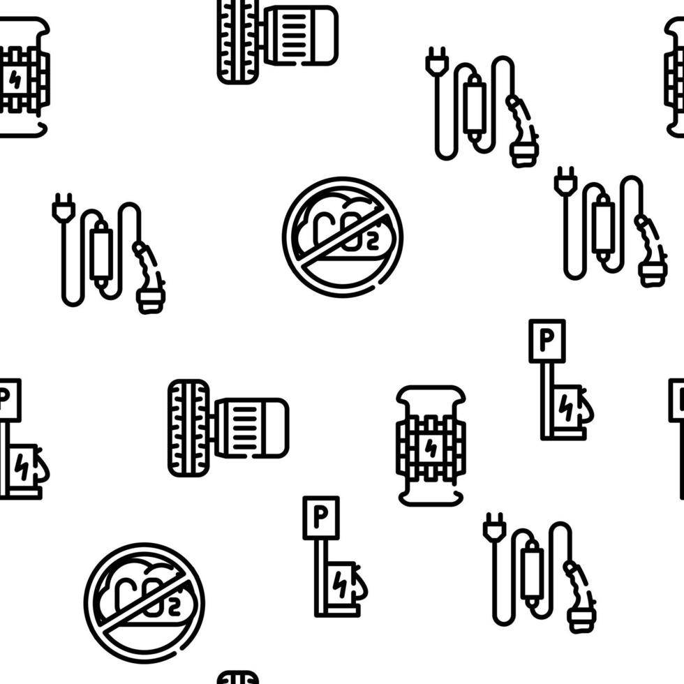 Electric Car Vehicle Vector Seamless Pattern