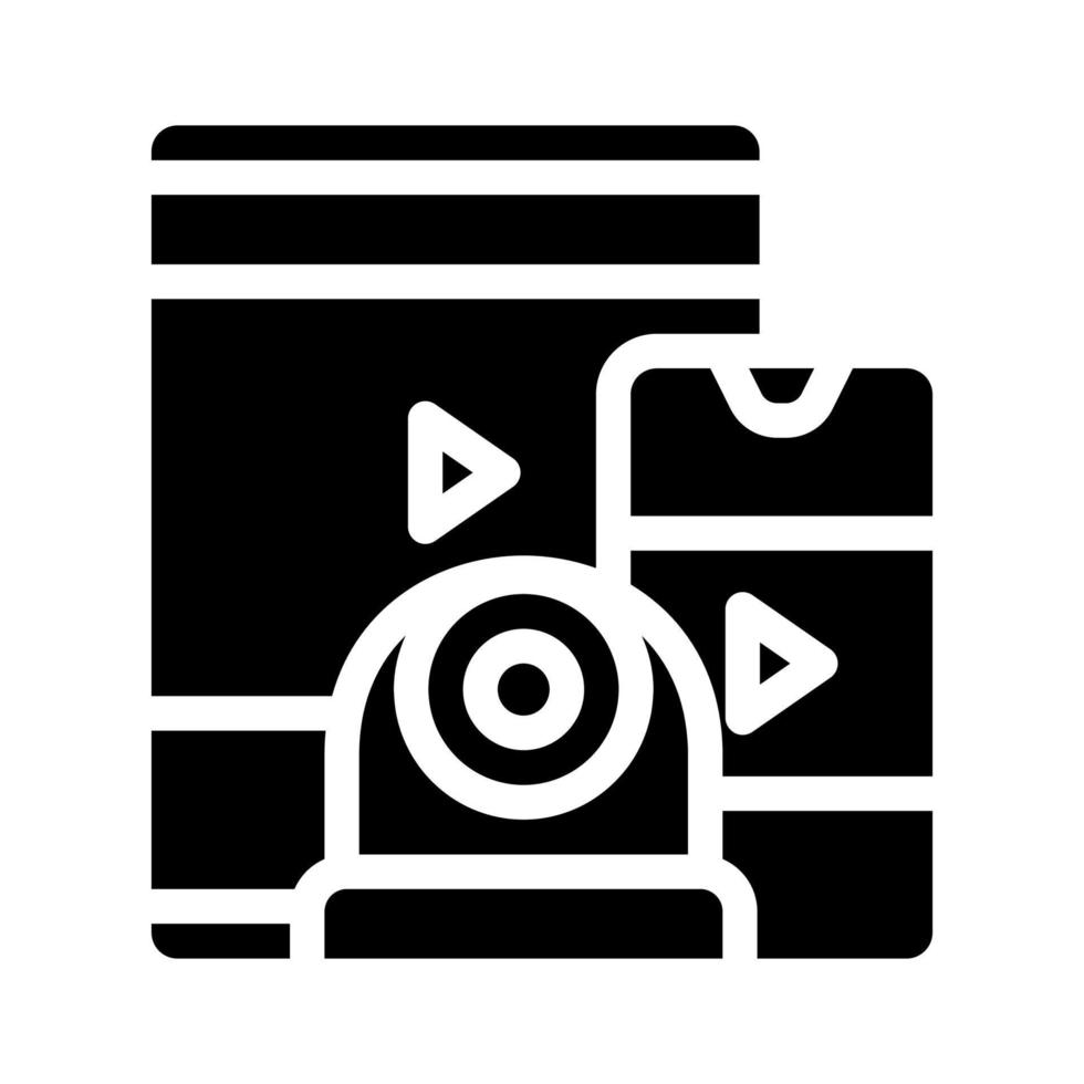 watching video from gadget glyph icon vector illustration