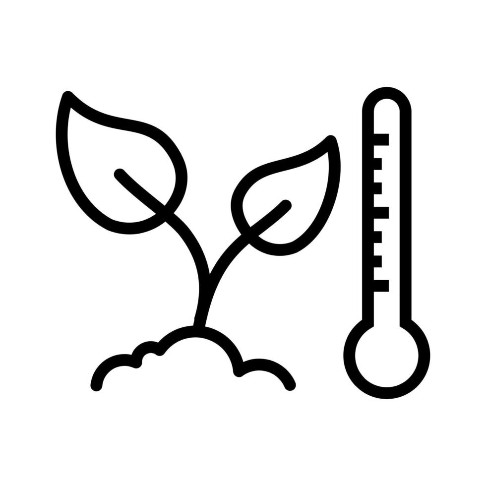 temperatura de la planta con forma simple y estilo de línea vector