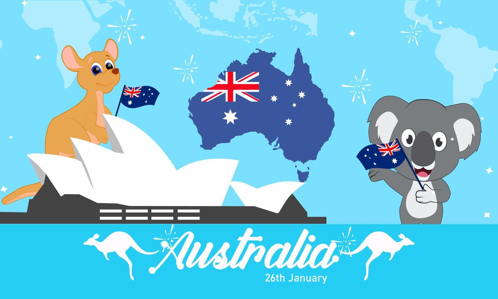 Australia day background with flat design illustration vector