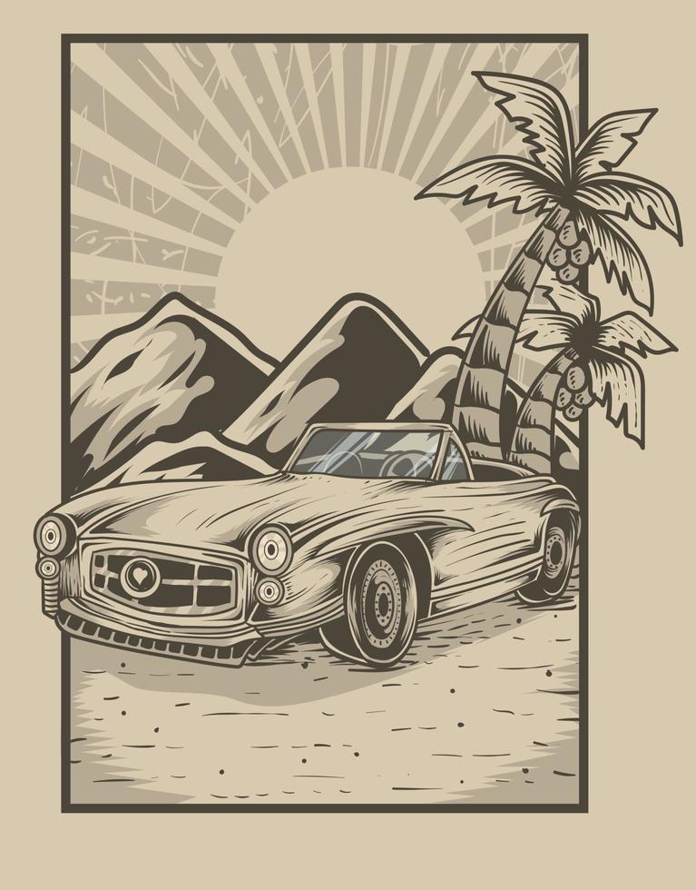 illustration vintage car retro style vector