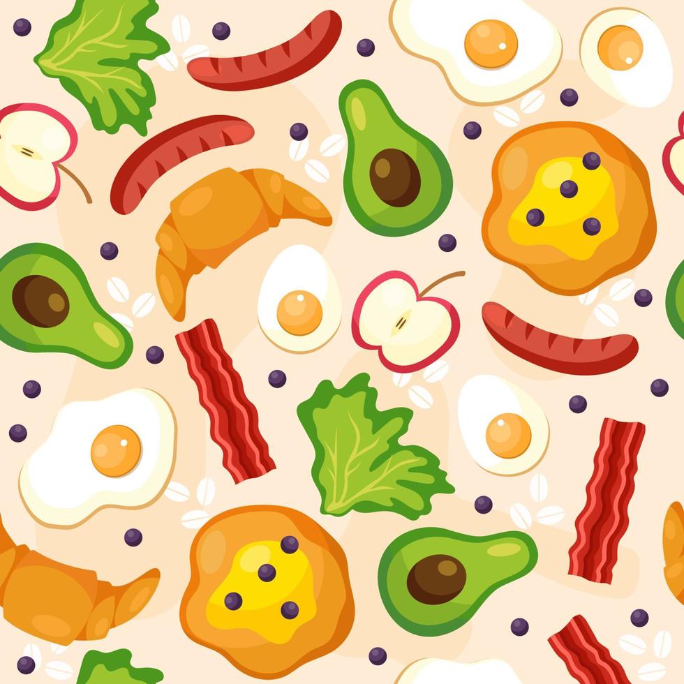 Breakfast Food Seamless Background vector