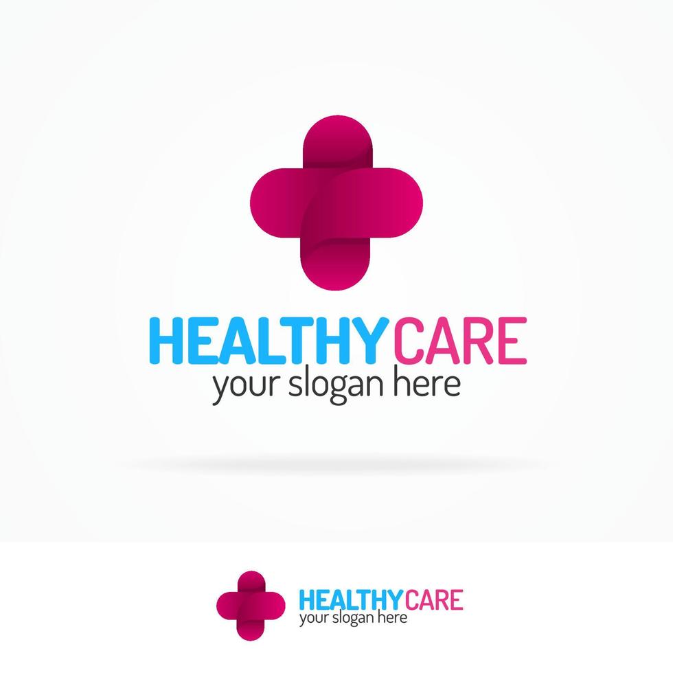 Healthy care logo set with cross color modern style for use medical company vector