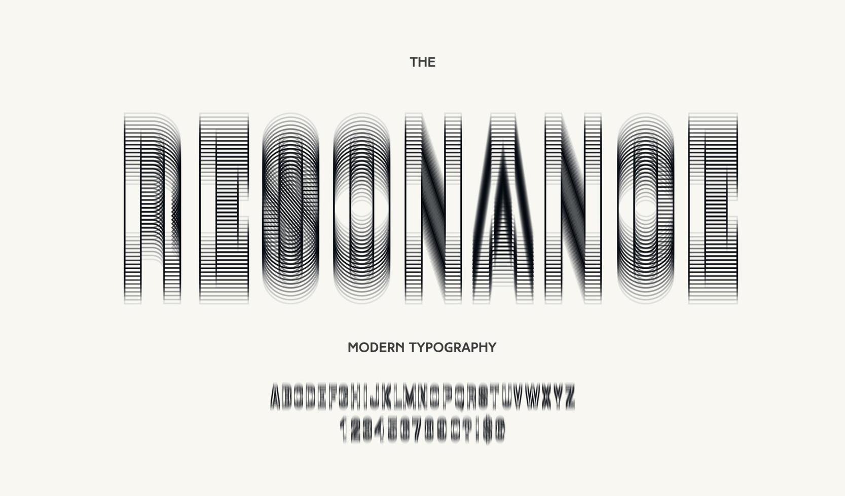 Vector resonance font line style trendy typography