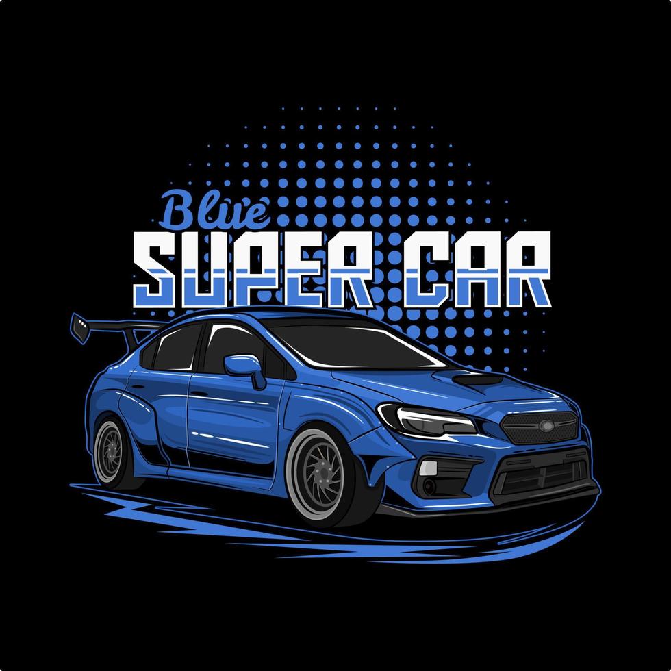 ilustración de supercoche azul perfecta para el diseño de camisetas, afiches, pegatinas, sudaderas con capucha u otras mercancías vector