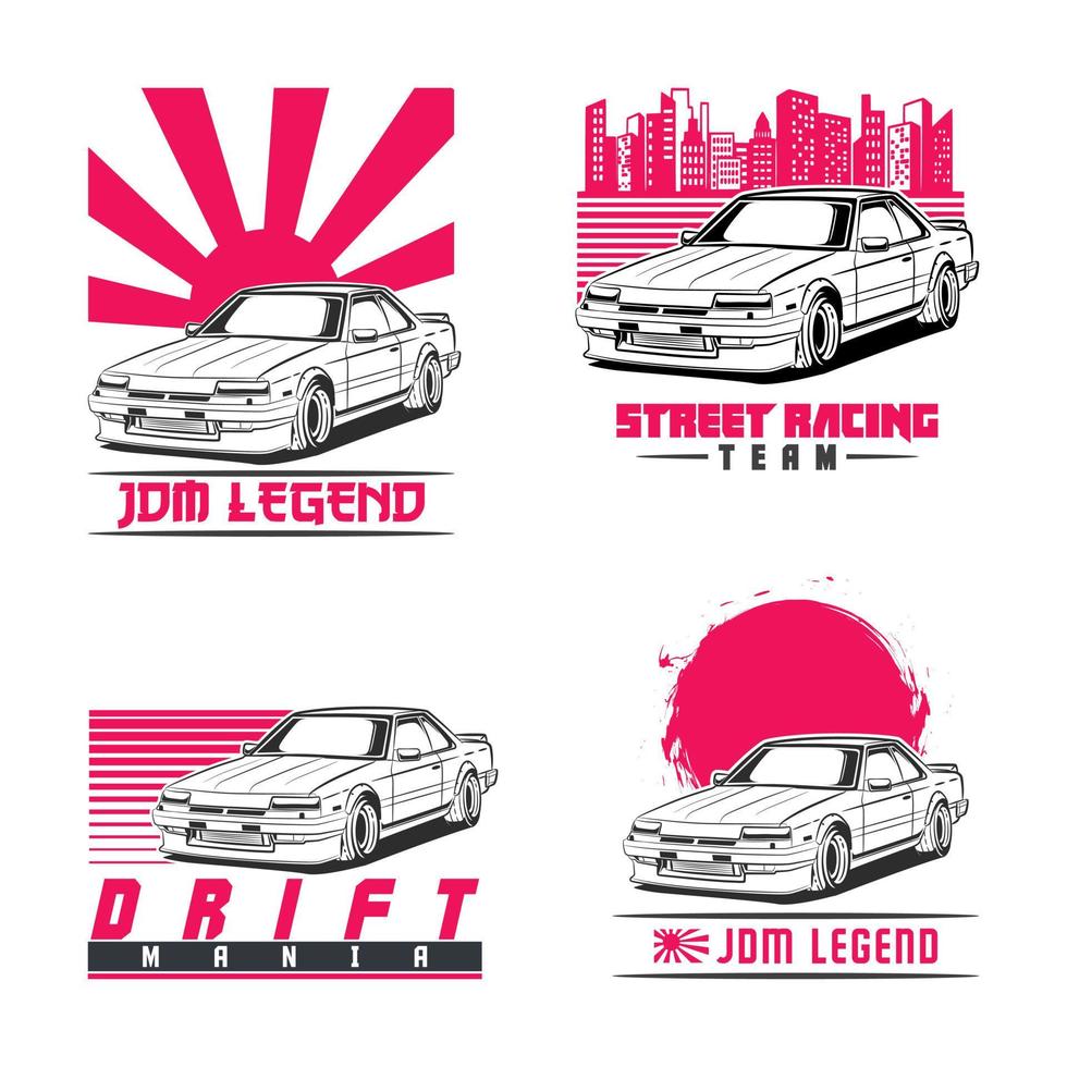 logotipo de coche jdm clásico japonés vector