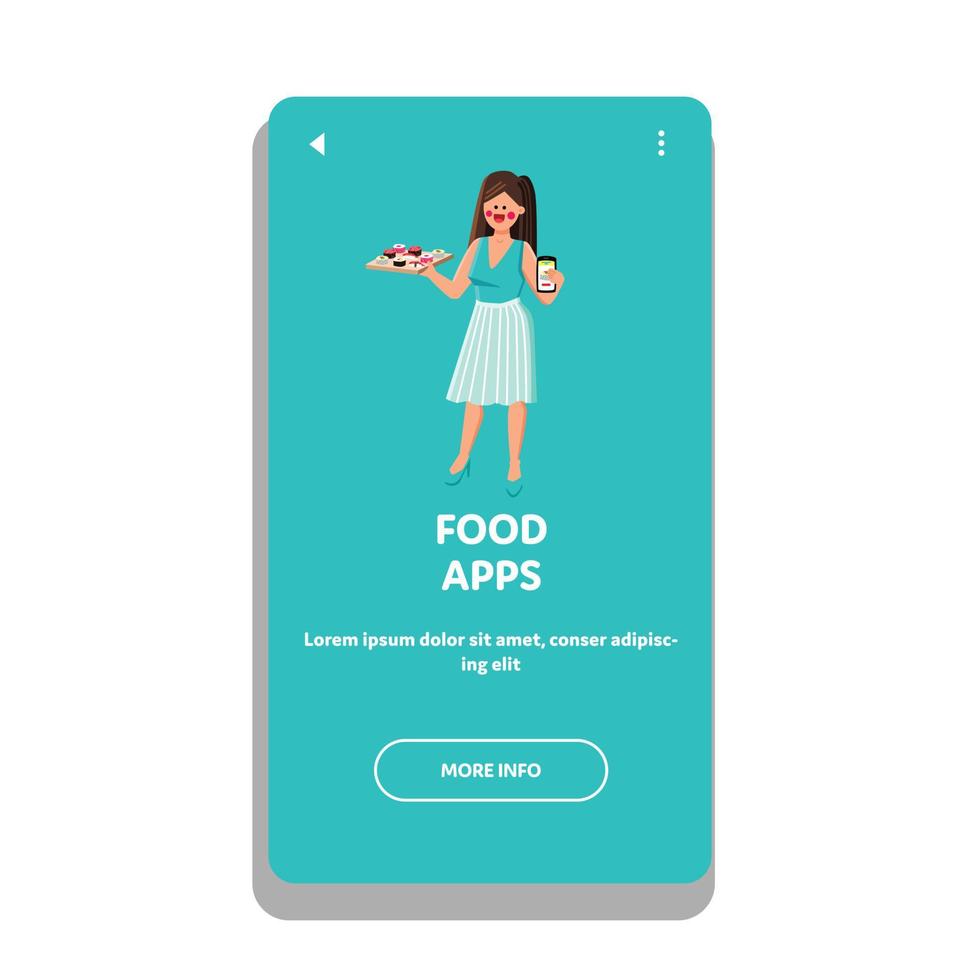 Food Apps For Ordering Meal Online On Phone Vector