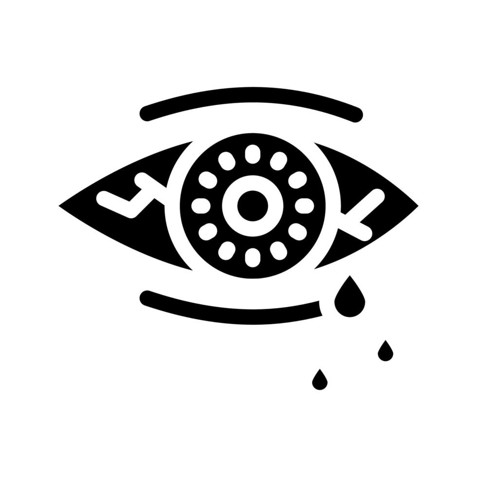 eye tearing glyph icon vector illustration black