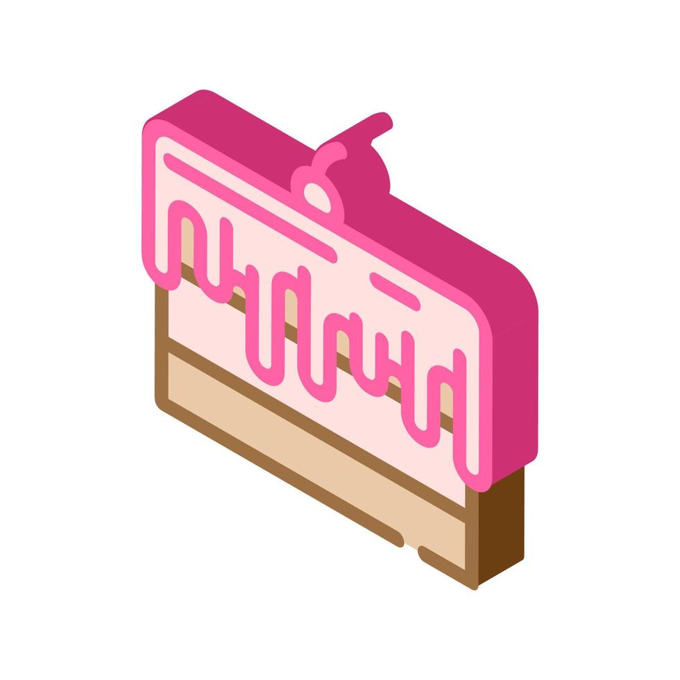 cake pie with cherry and cream isometric icon vector illustration