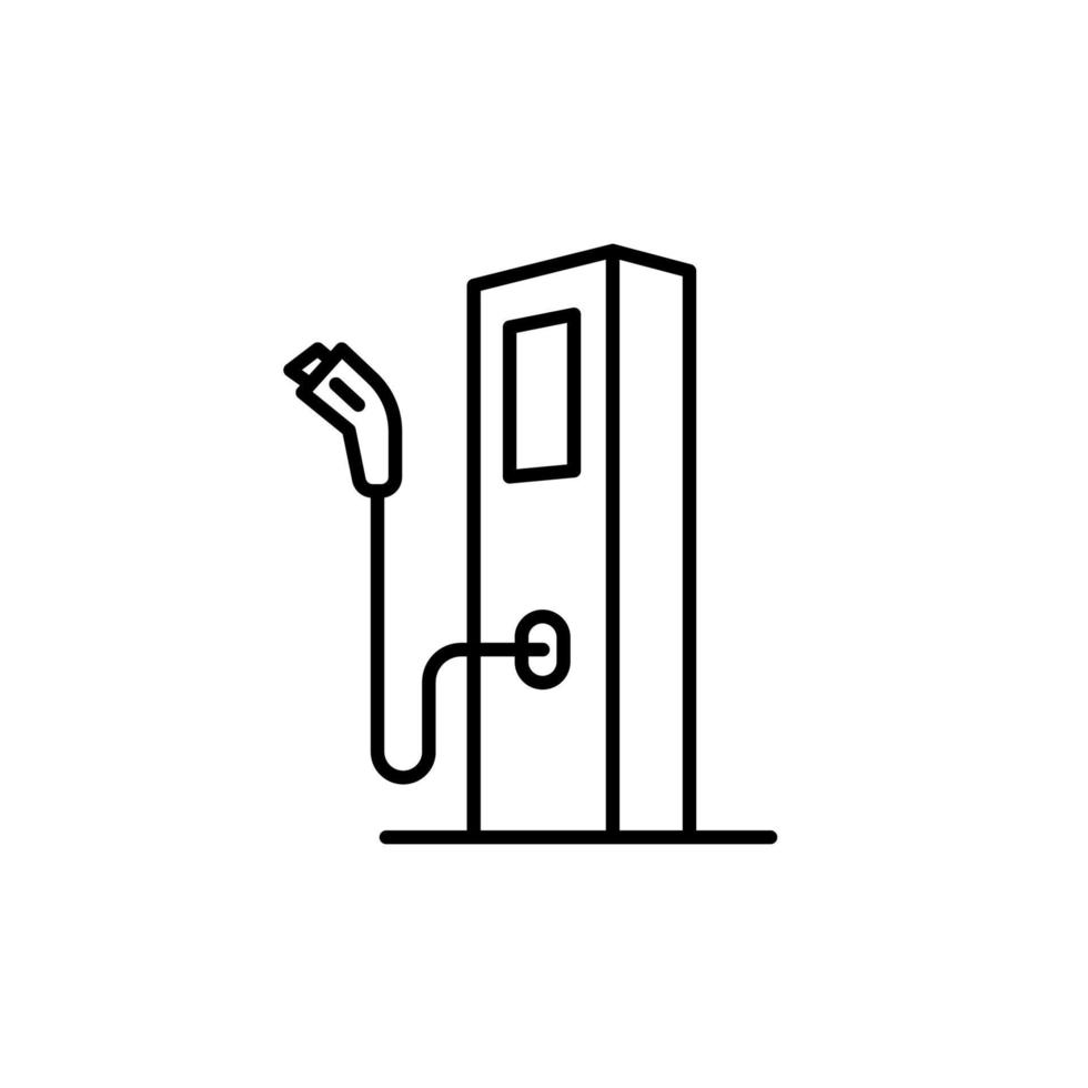 Plug-in electric vehicle charging line icon, Charging station sign. vector