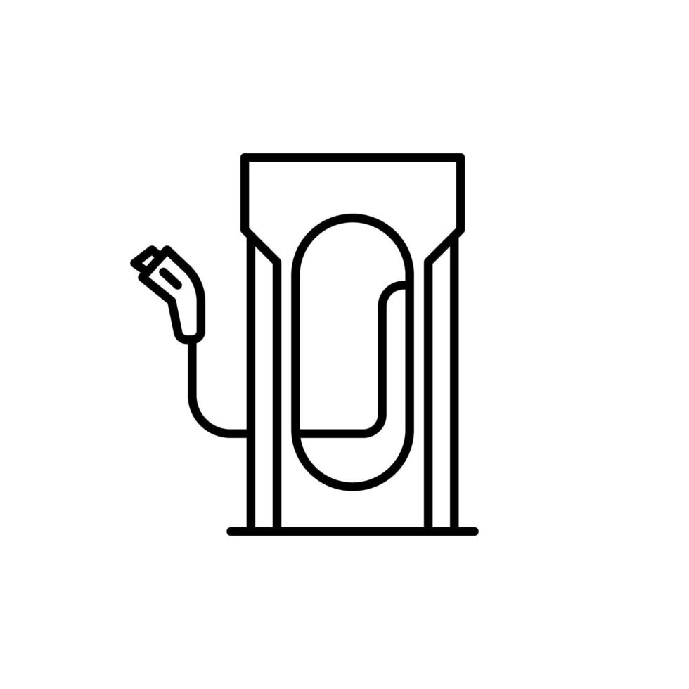Plug-in electric vehicle charging line icon, Charging station sign. vector
