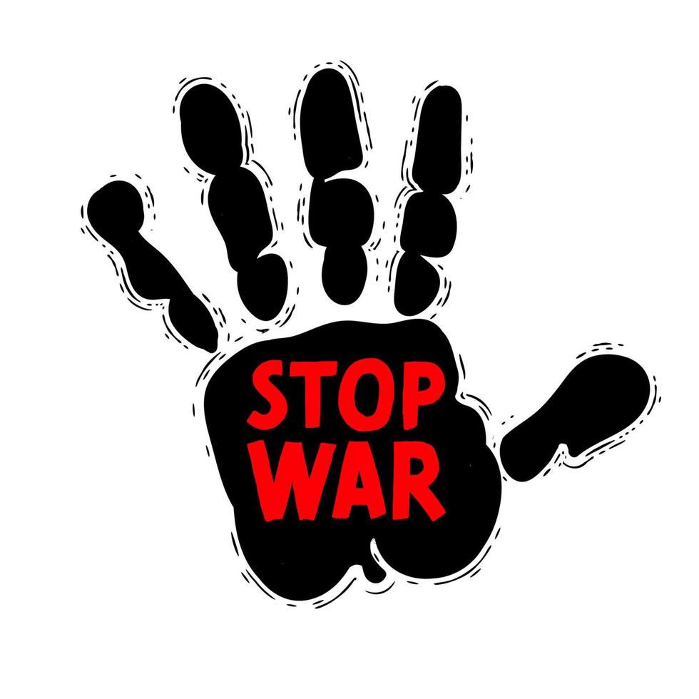 Stop war on hand sign. vector