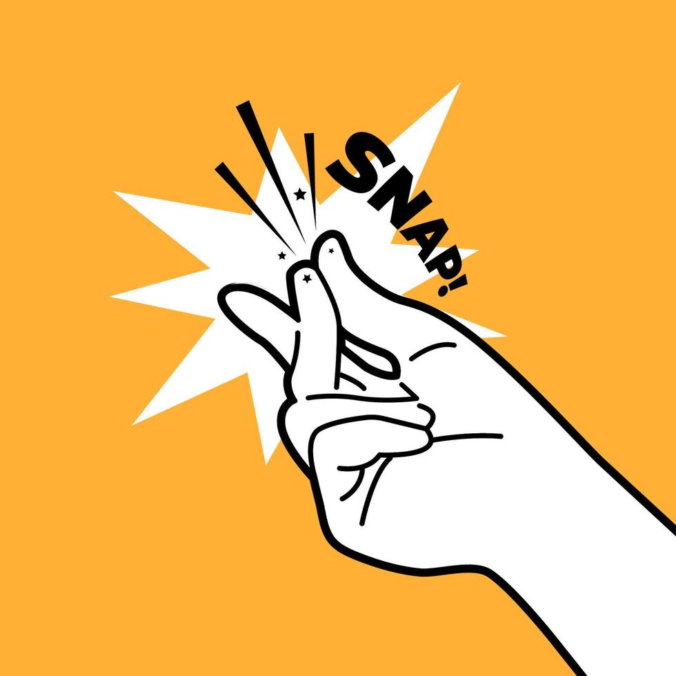 Finger snap. Snap gesture outline isolated on white background. vector