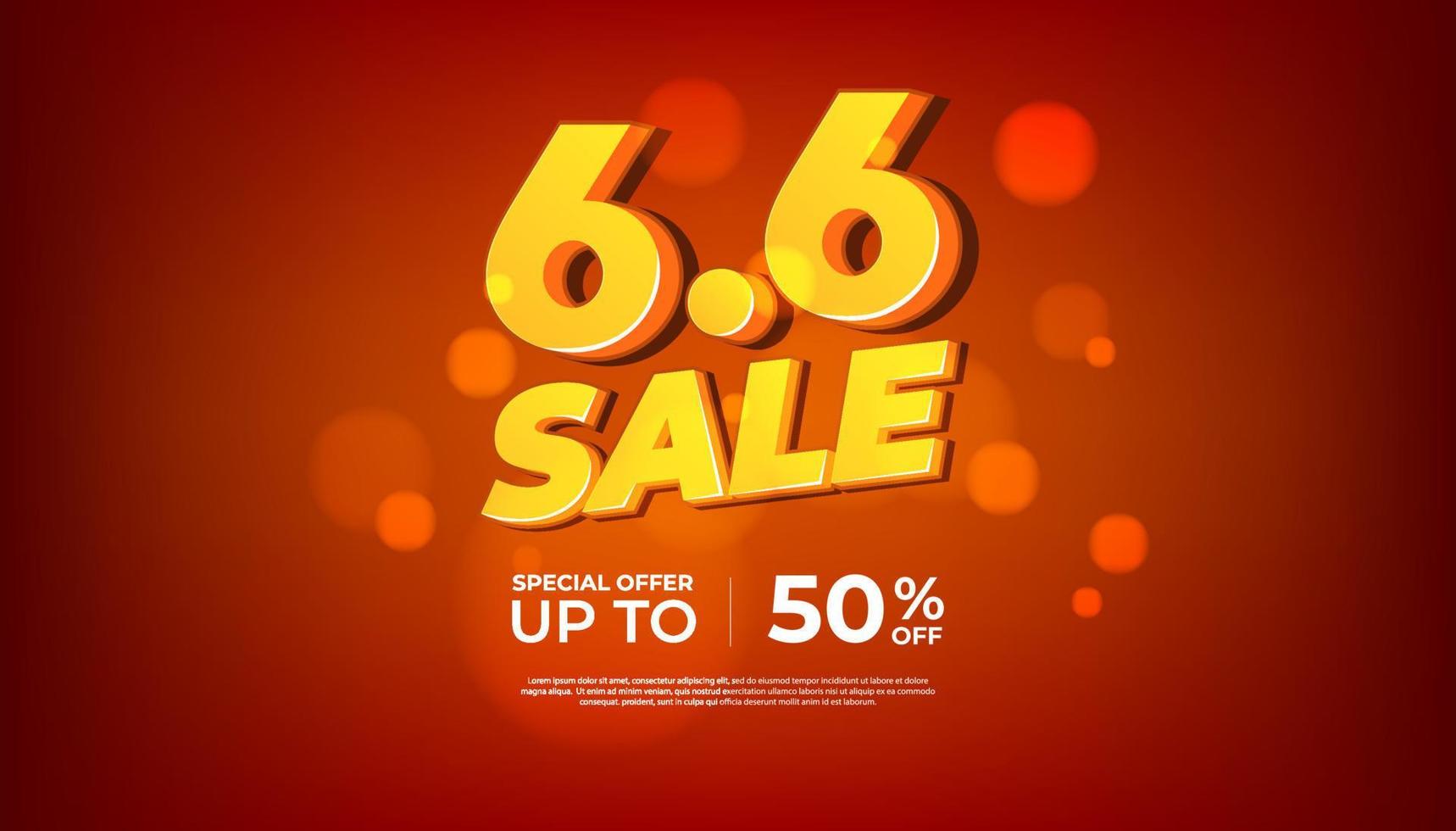 6.6 Online super sale banner template on red background. vector