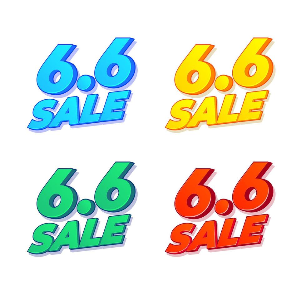 6.6 Sale 3d text isolated on white background. vector
