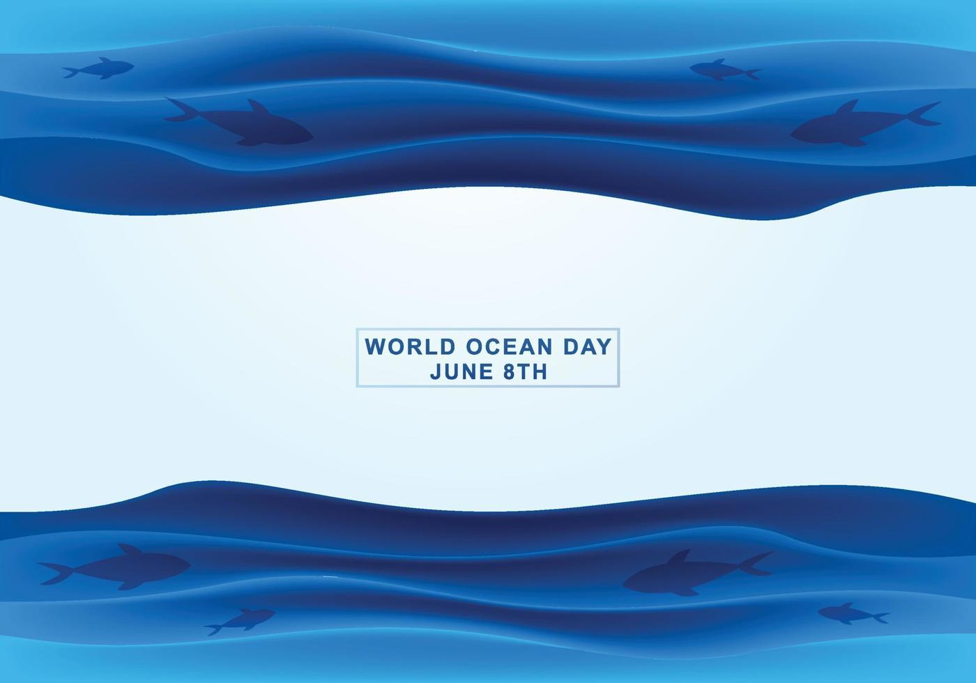 World ocean day blue wave background vector