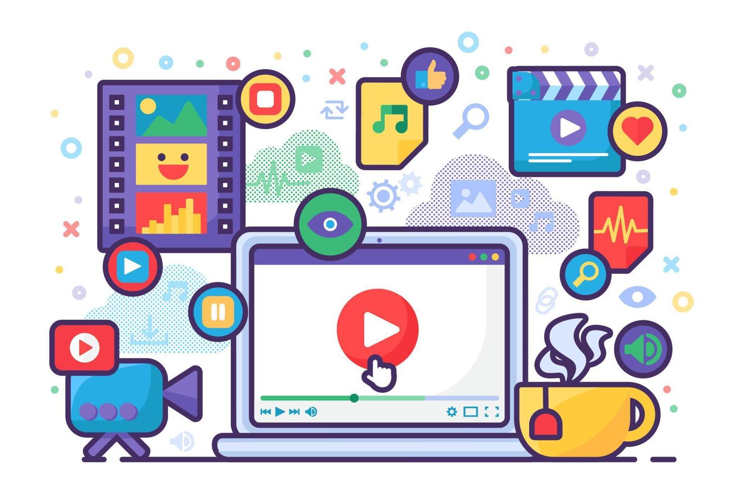 Home cinema, recreation vector illustration