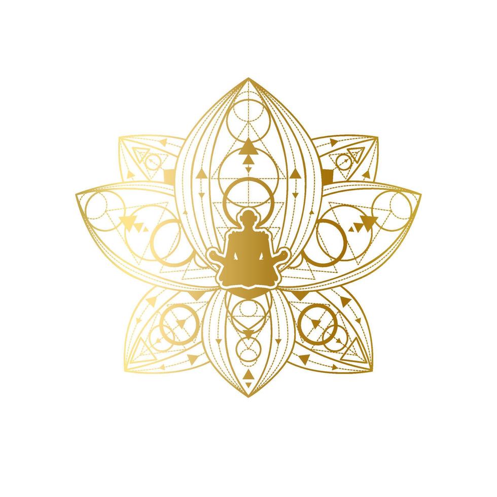 Yoga and Meditation Label Design, Lotus Template vector