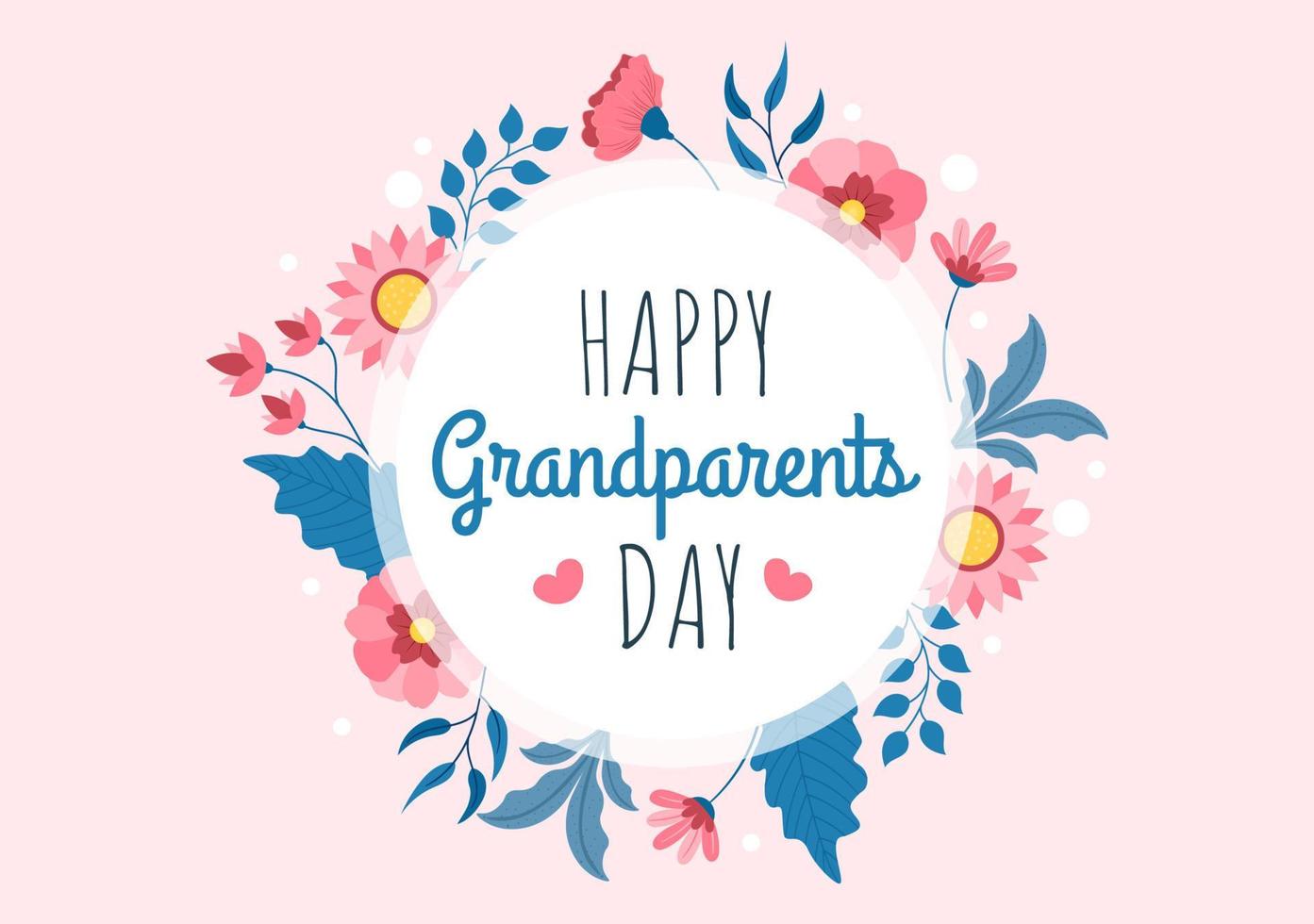 Happy Grandparents Day Cute Cartoon Illustration with Flower Decoration and Calligraphy in Flat Style for Poster or Greeting Card Background vector