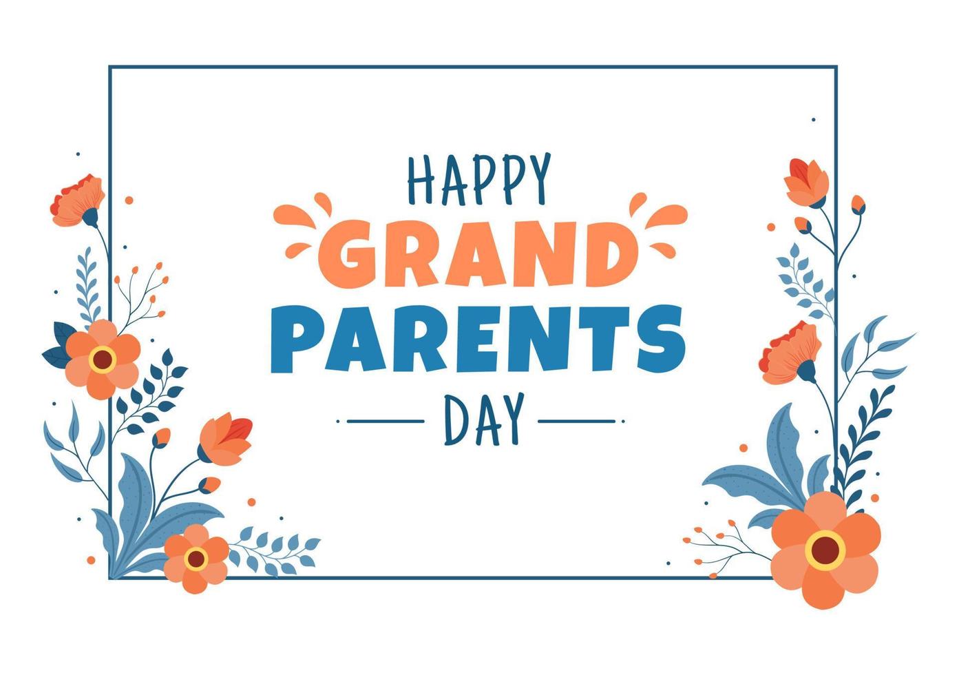 Happy Grandparents Day Cute Cartoon Illustration with Flower Decoration and Calligraphy in Flat Style for Poster or Greeting Card Background vector