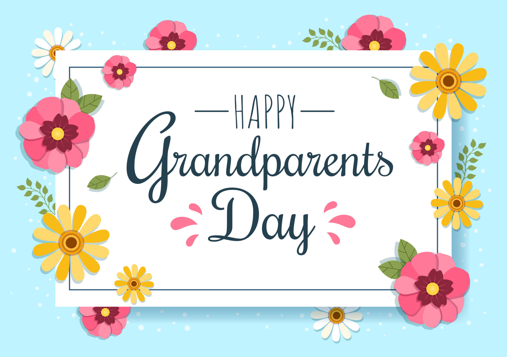 Happy Grandparents Day Cute Cartoon Illustration with Flower Decoration and  Calligraphy in Flat Style for Poster or Greeting Card Background 7937996  Vector Art at Vecteezy
