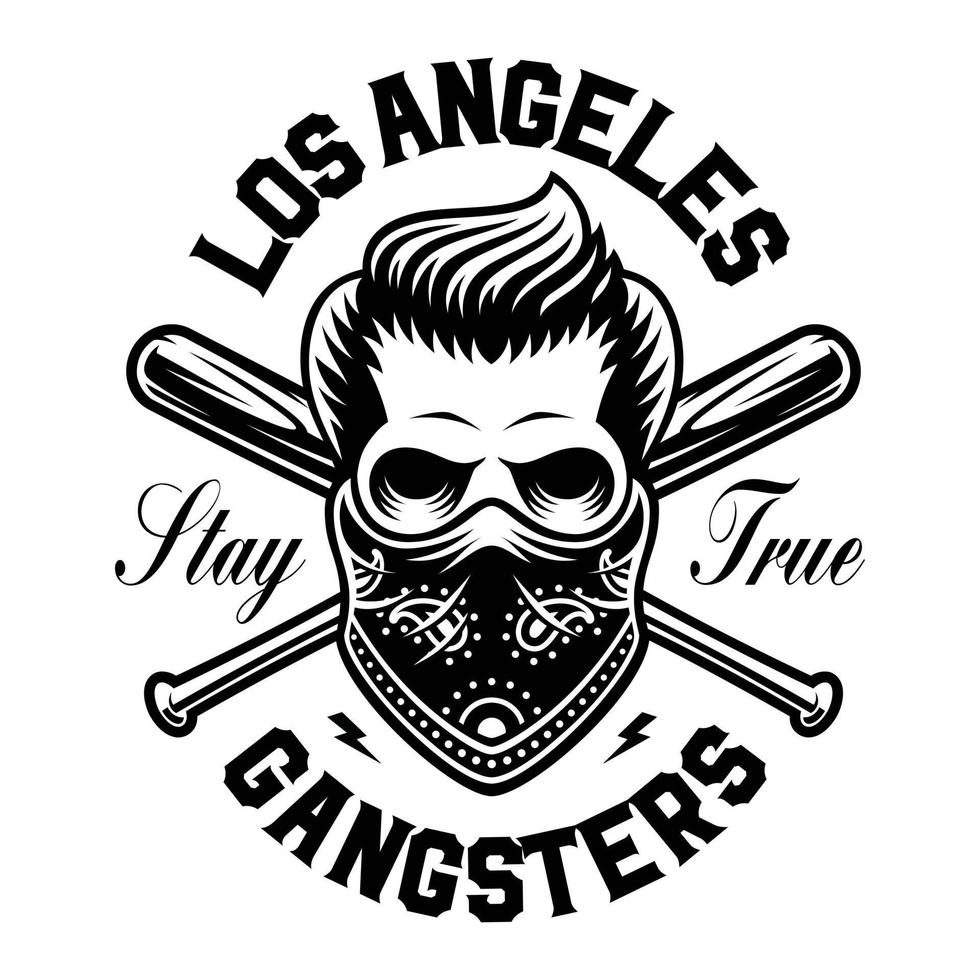 Vector illustration of a skull gangster