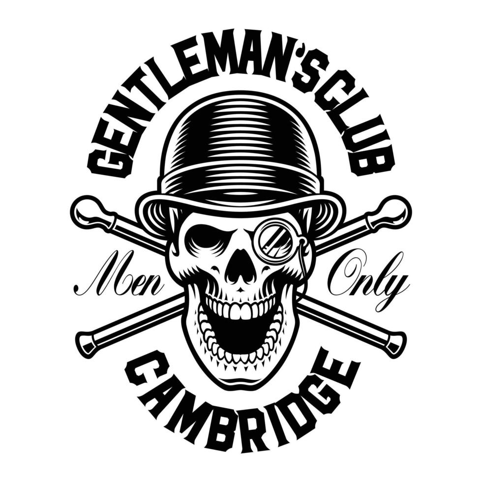 Vintage skull in hat vector