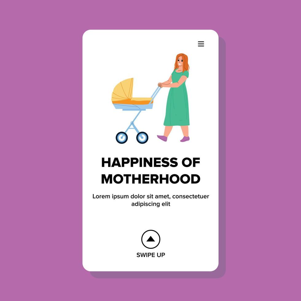 Woman Happiness Of Motherhood Walk Outside Vector