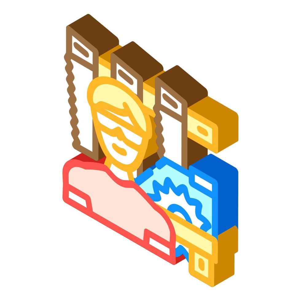 carpenter worker isometric icon vector illustration