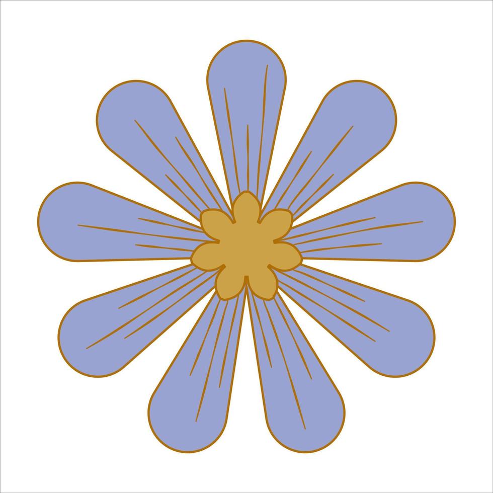 Boho groovy flower isolated on white background. Daisy retro flower for pastel hippie design. Vector illustration