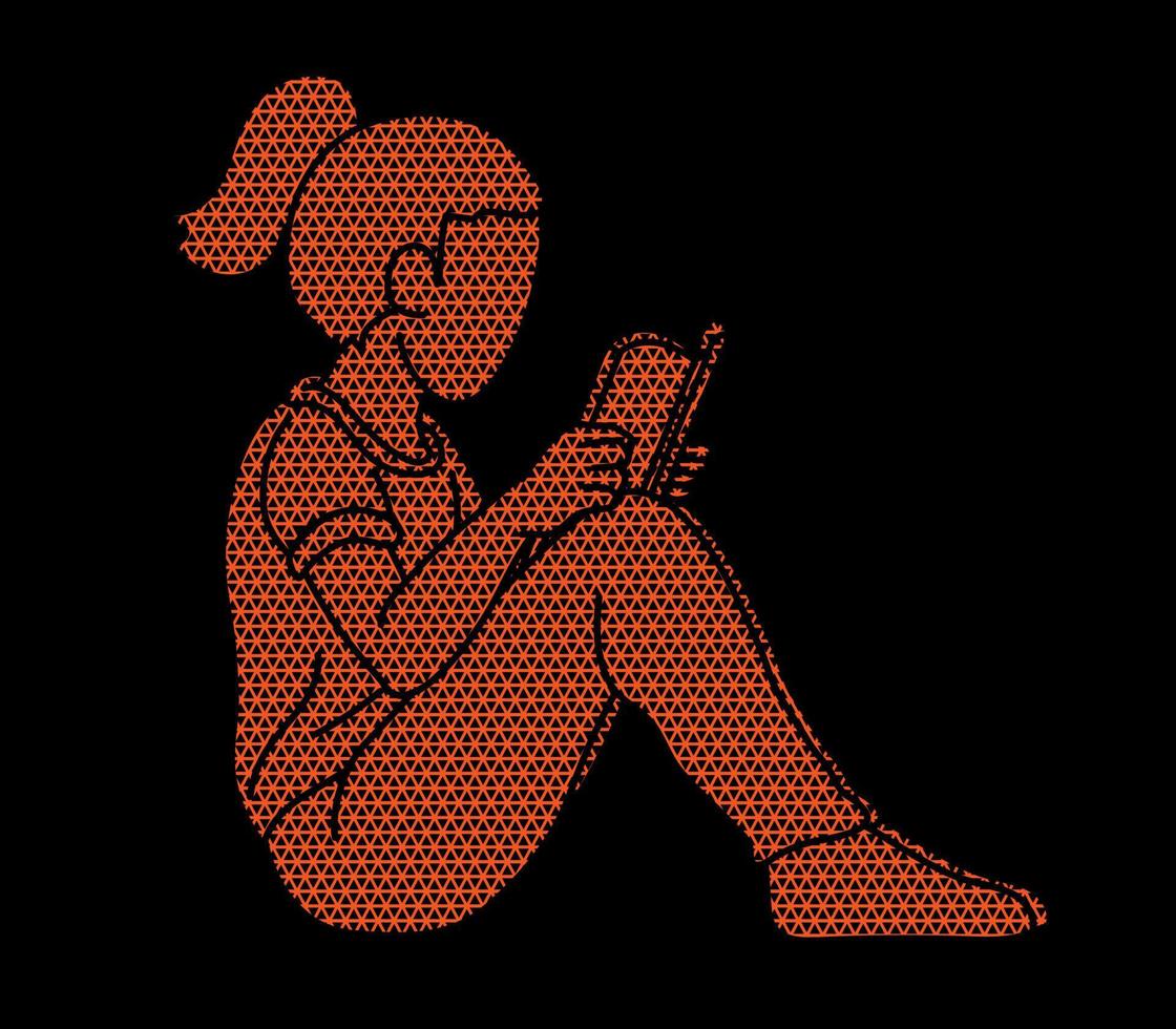 A Girl Sitting and Reading A Book vector