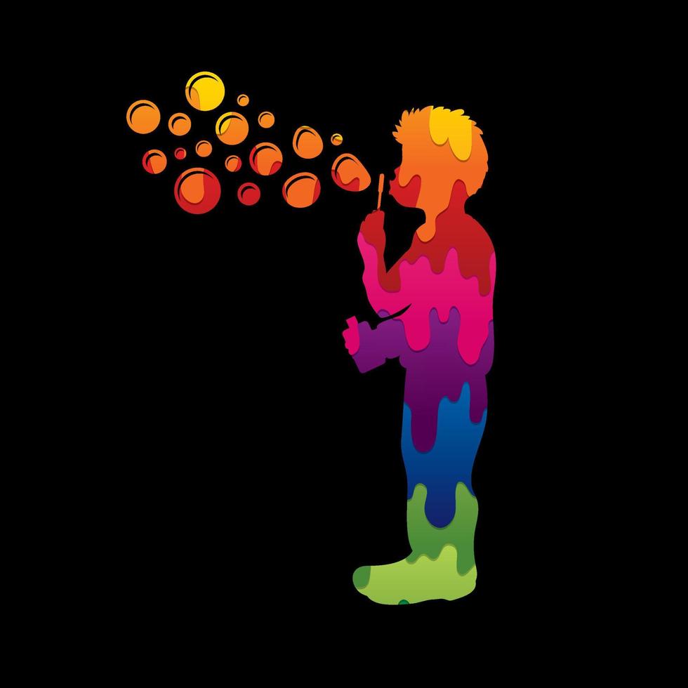 A Little Boy Blowing Soap Bubbles vector