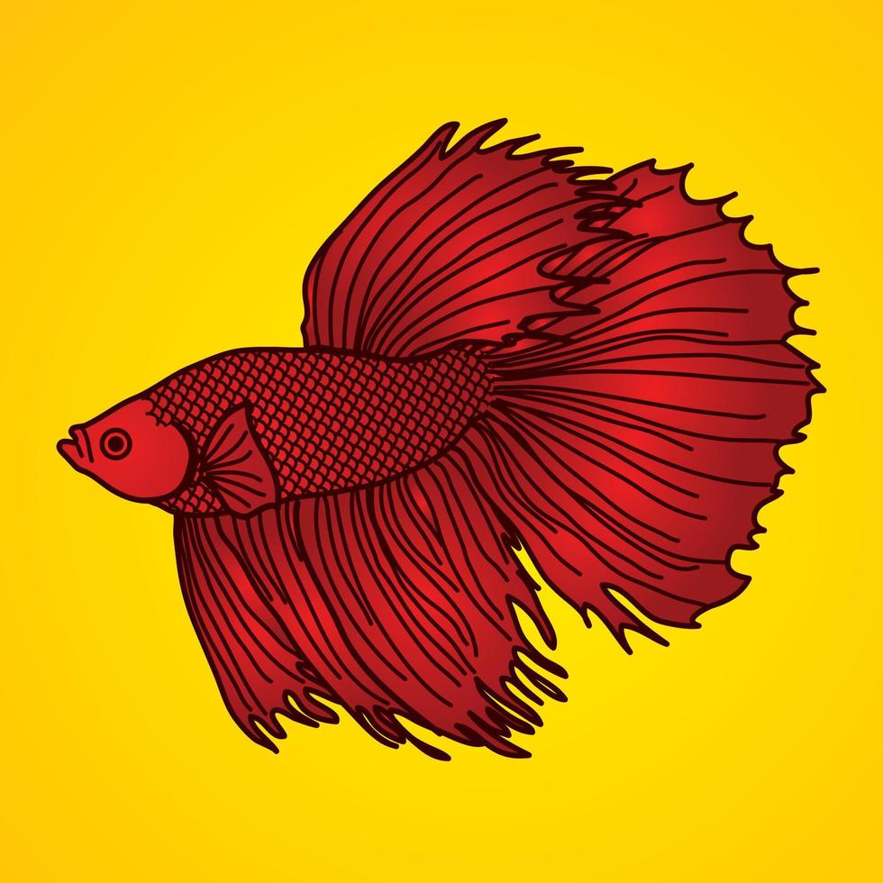 pez luchador siamés rojo vector