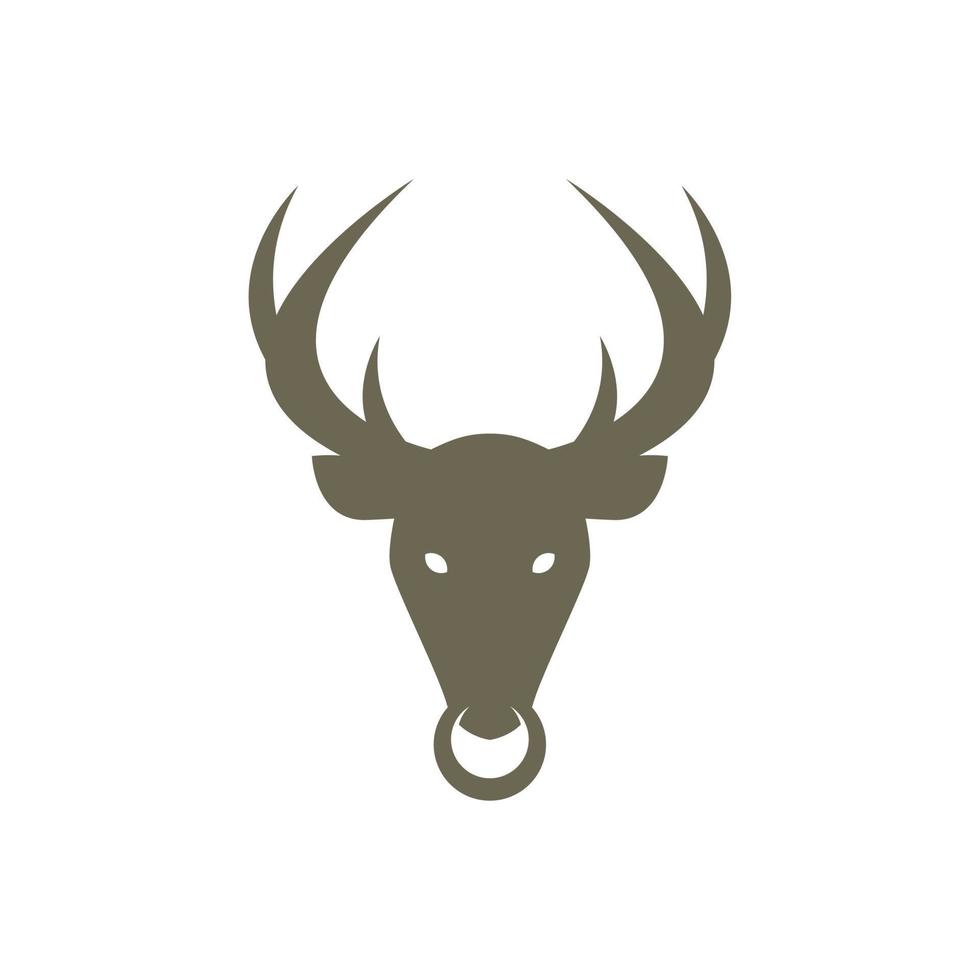 a silhouette of dear head with a ring on the nose. animal logo vector. vector