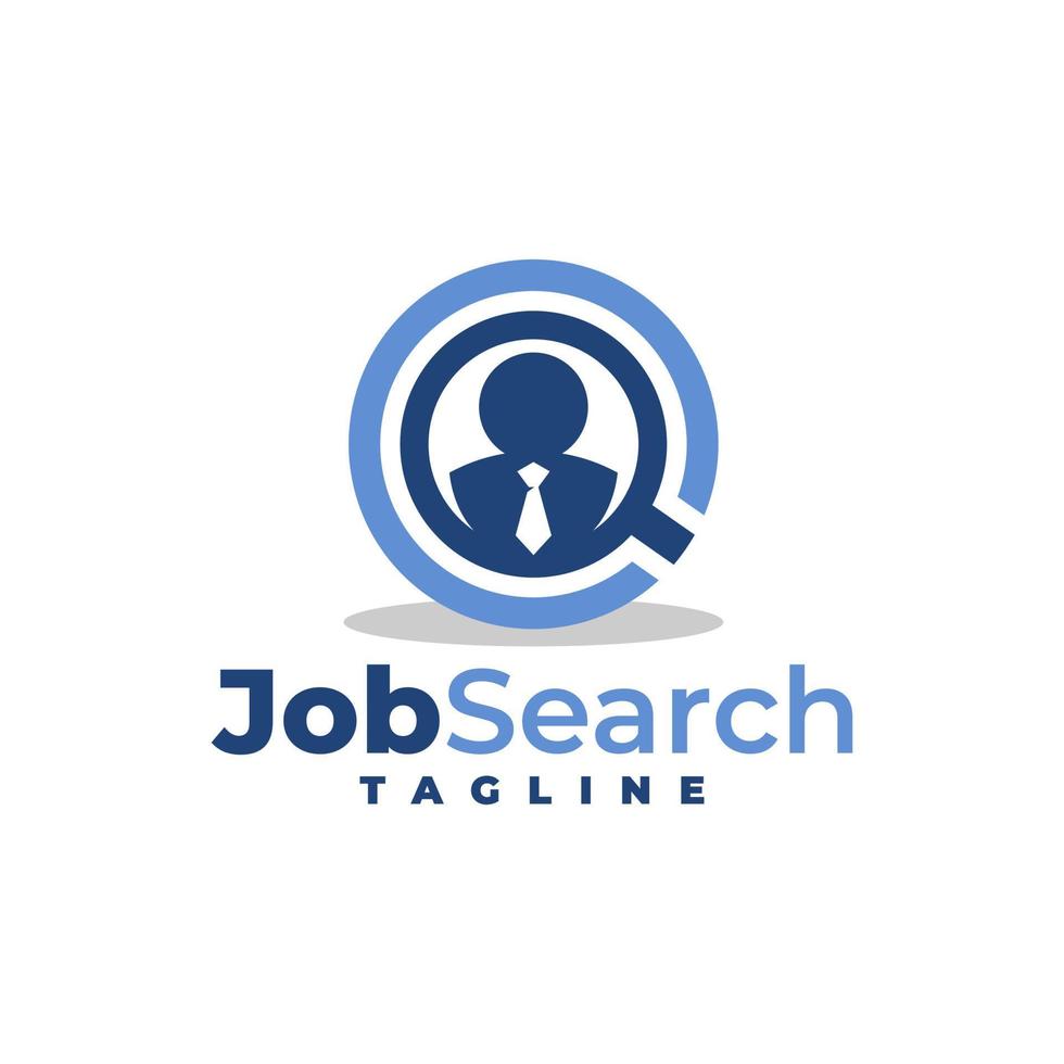 illustration of a magnifier and employee. logo template for job searching company. vector