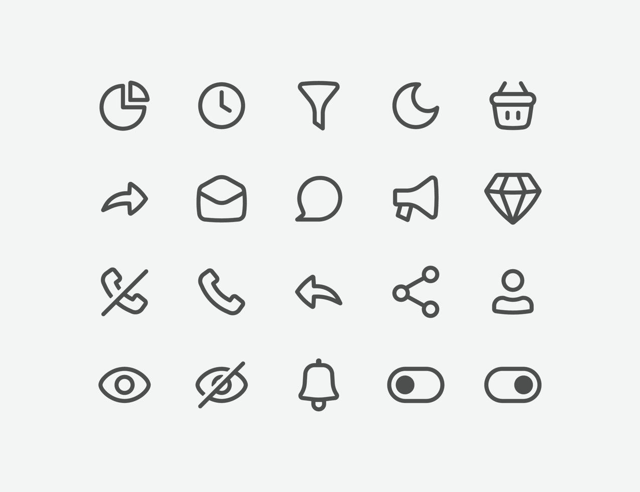 conjunto de iconos de vector de interfaz de usuario. diseño vectorial de iconos de estilo lineal aislado.