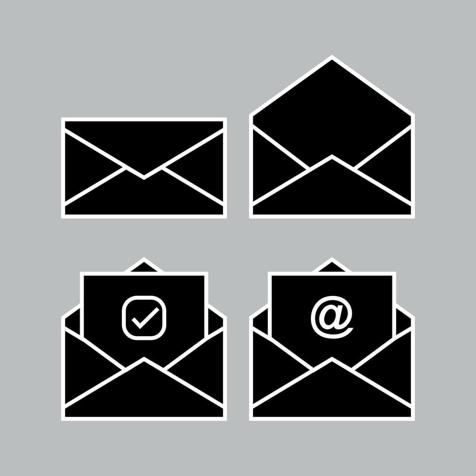 Black icon set design. Envelop icon illustration vector. Editable vector in eps10. Basic element graphic resources