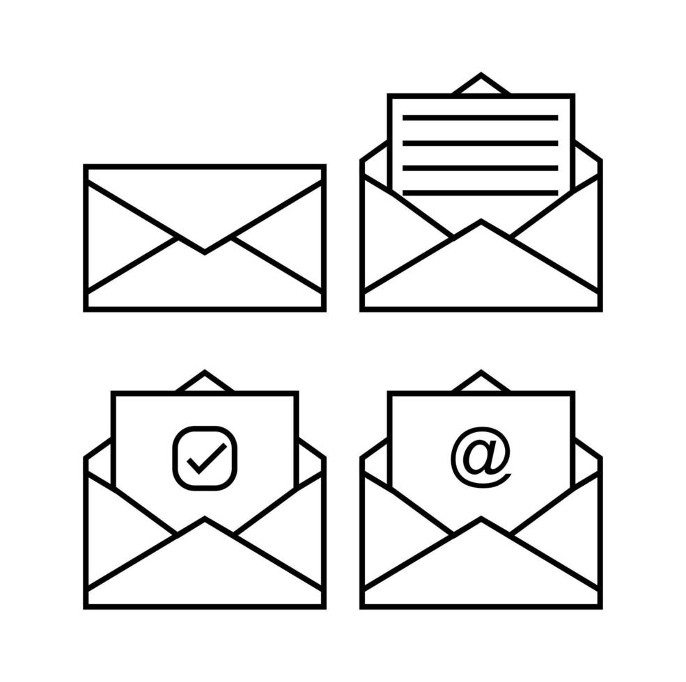 Outline white envelop icon set illustration design. Editable vector in eps10. Basic element graphic resource