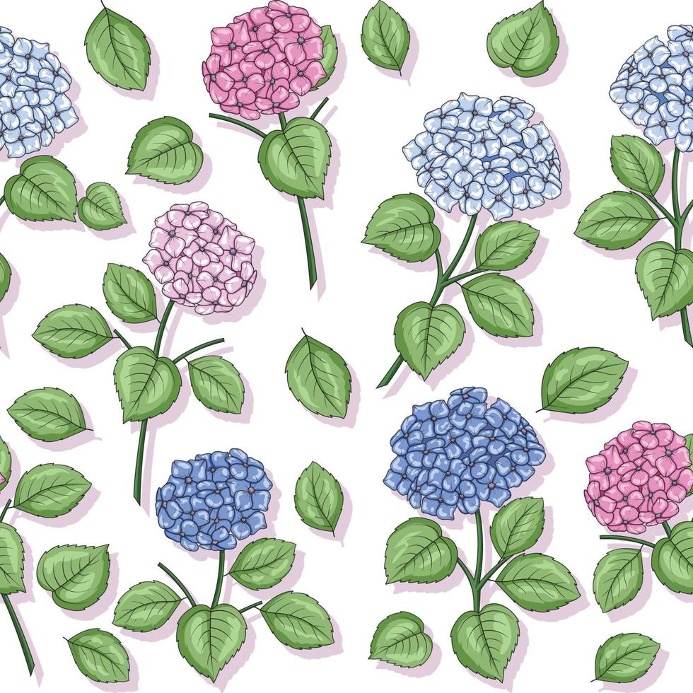 Hydrangeas Flower Seamless Pattern vector