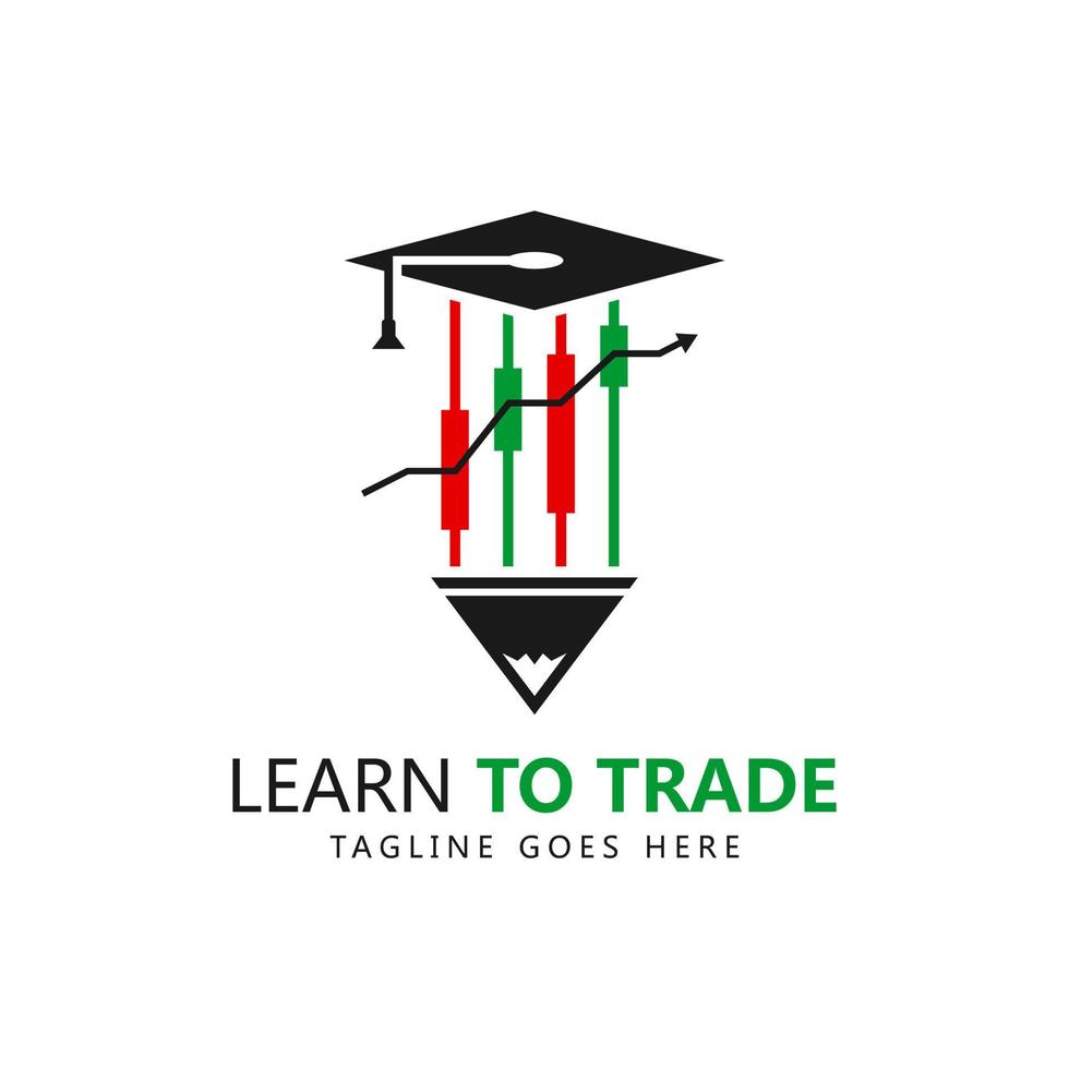 learn trading illustration logo design vector