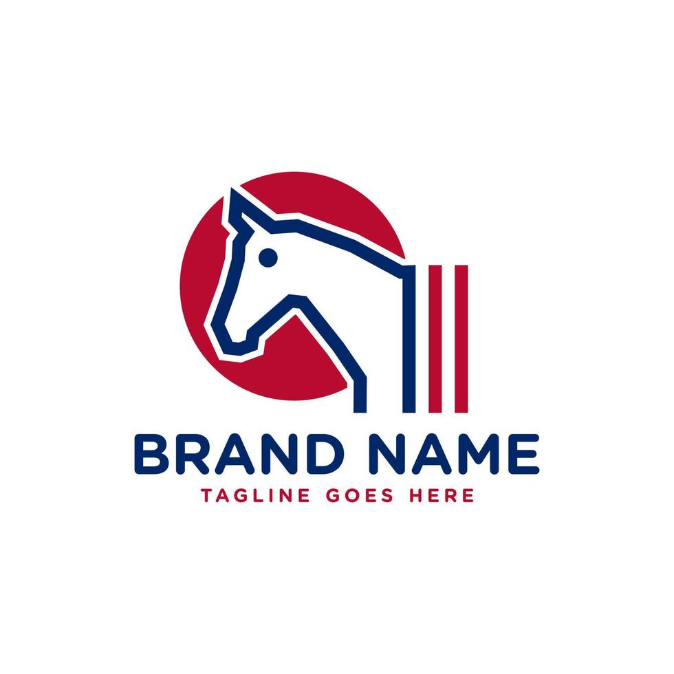 horse head line illustration logo design vector
