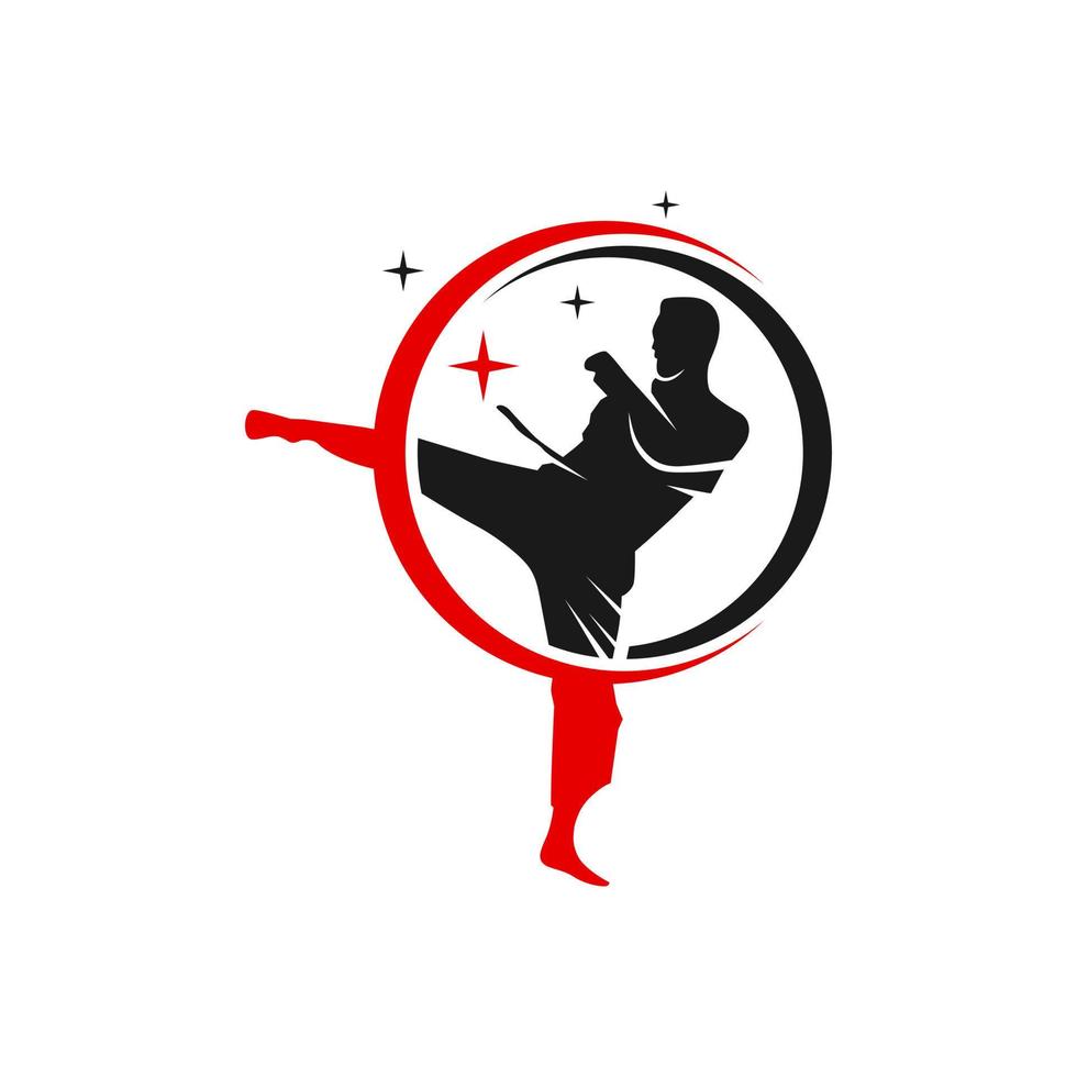 diseño de logotipo de ilustración de deportes de taekwondo vector