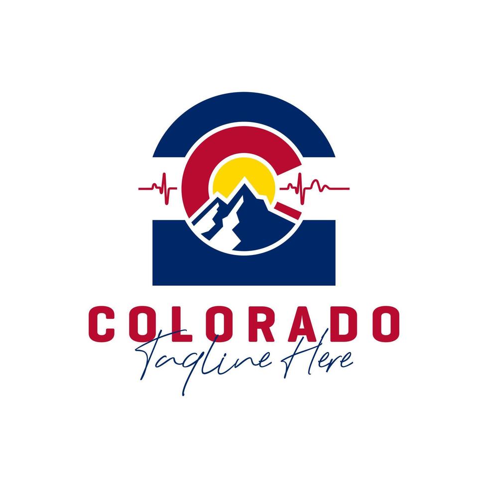 logotipo de ilustración de montaña de colorado con letra c vector