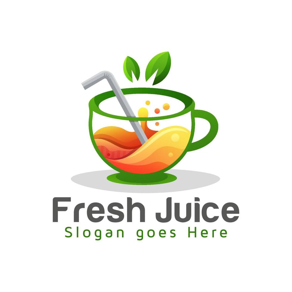 Fresh juice or orange juice gradient logo design vector template