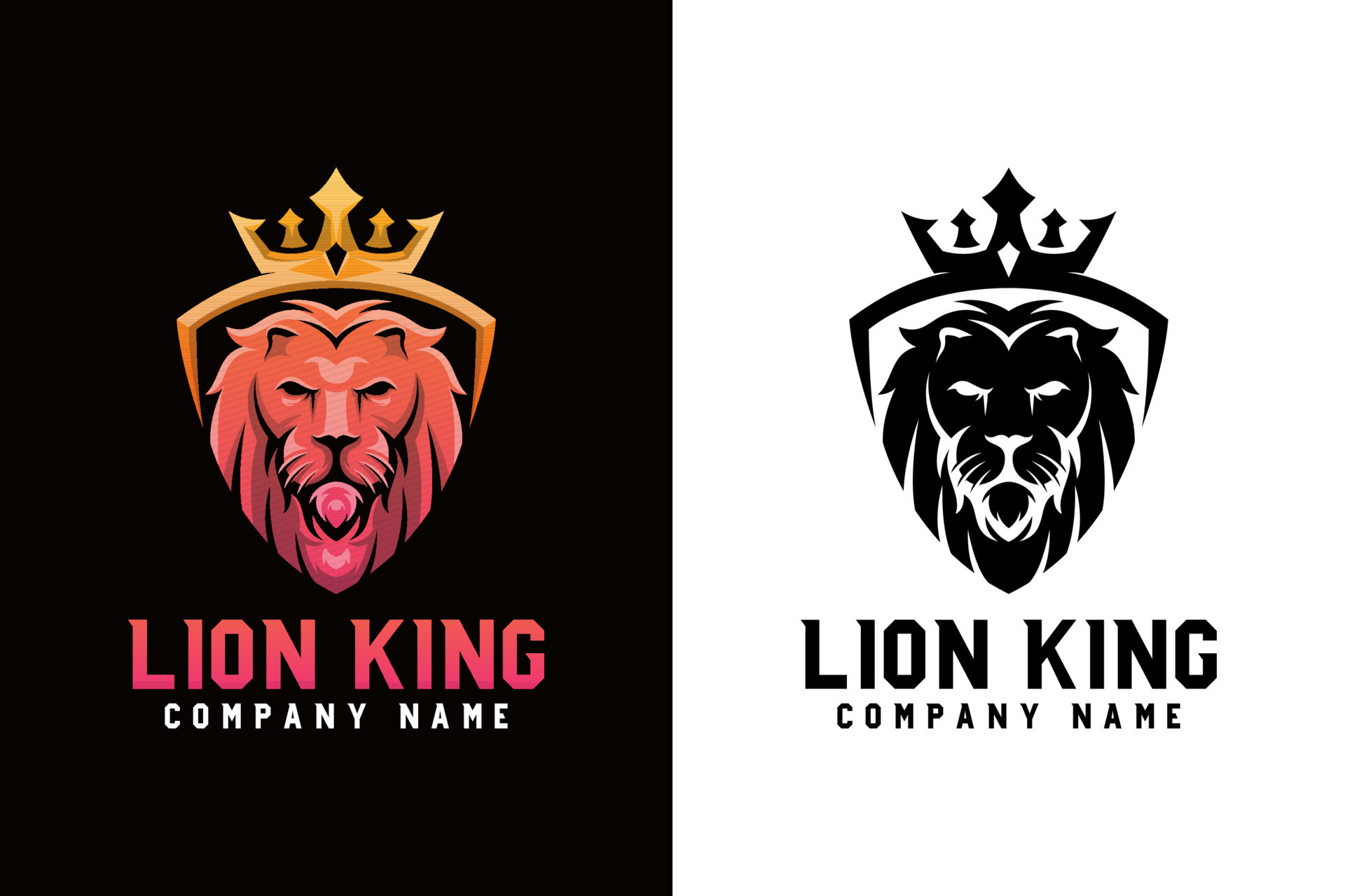 Lion king with shield animal logo two version vector template 7938525  Vector Art at Vecteezy