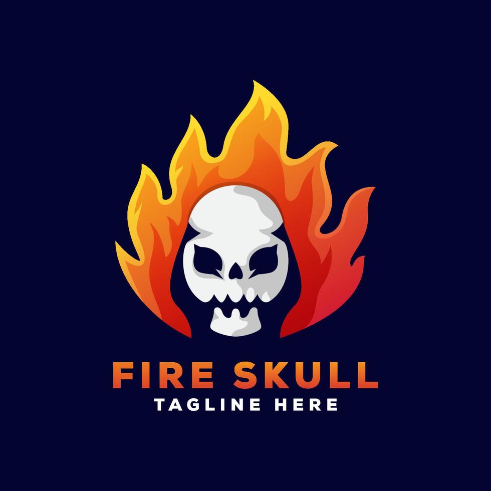 logotipo de e sport de calavera de fuego vector