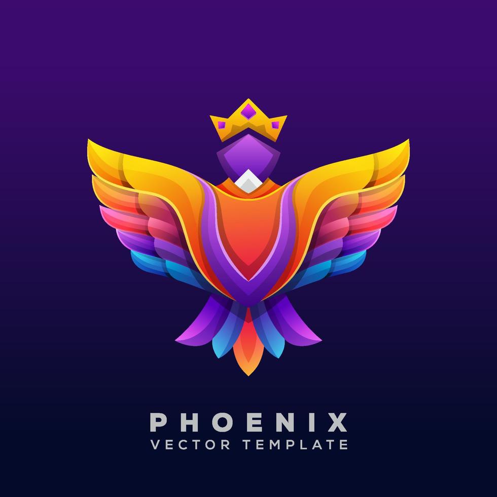 ilustración colorida de phoenix, vector del logotipo de phoenix