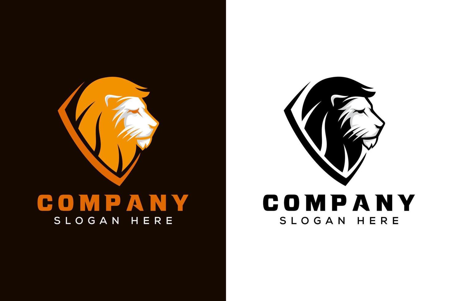 plantilla de vector de dos versiones de logotipo de león impresionante