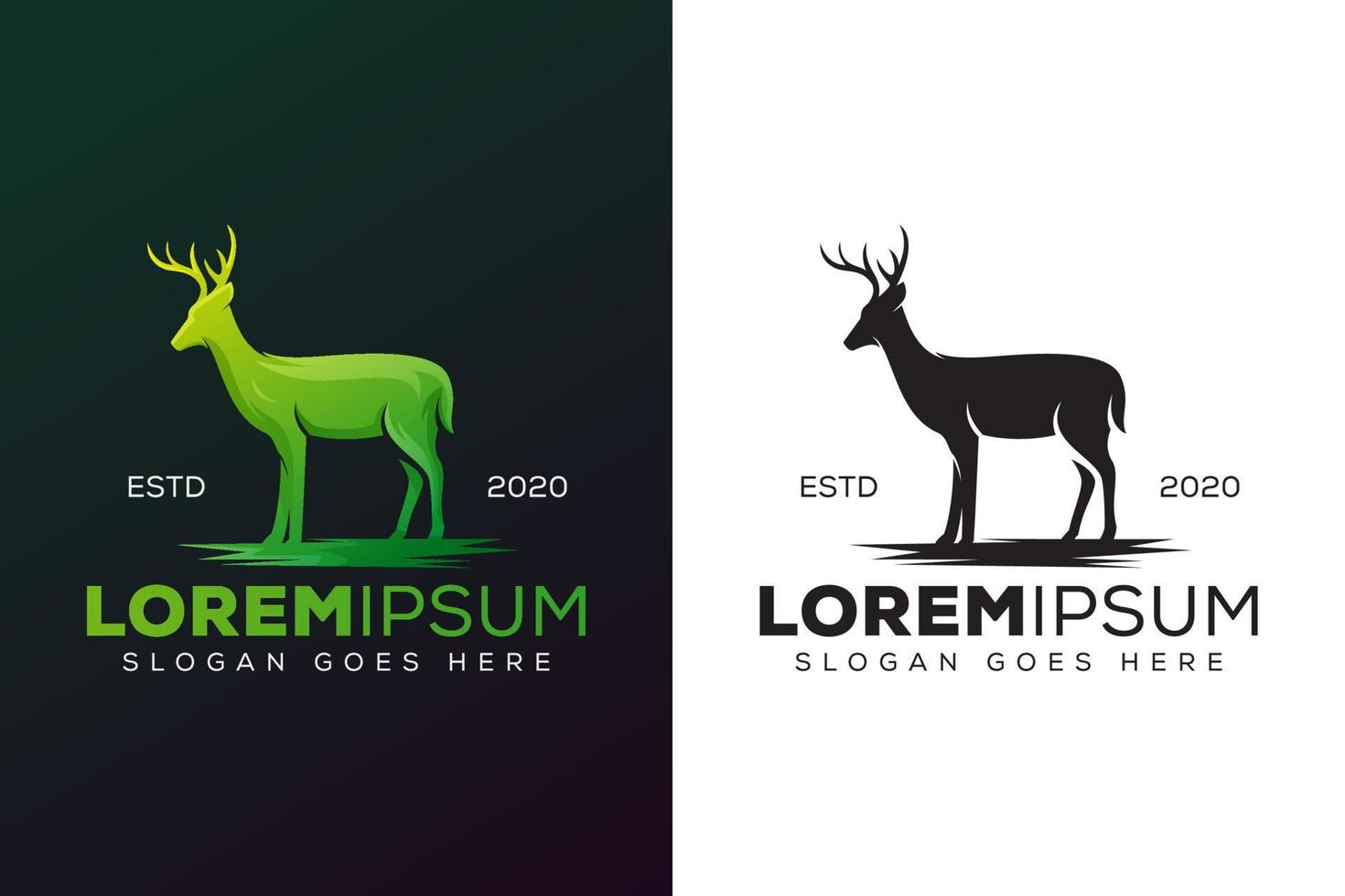 Animal deer logo, adventure hunting deer, gradient with black logo version vector