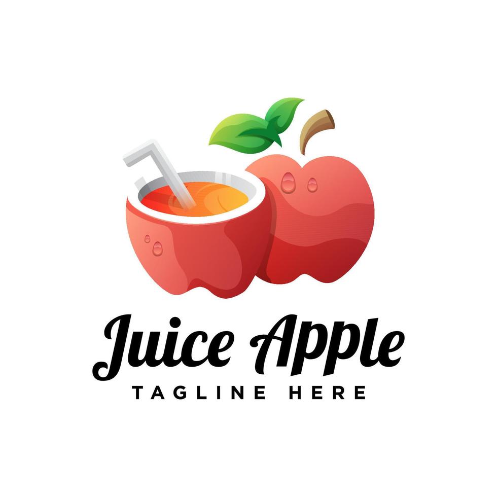 vector fruit illustration juice apple logo template